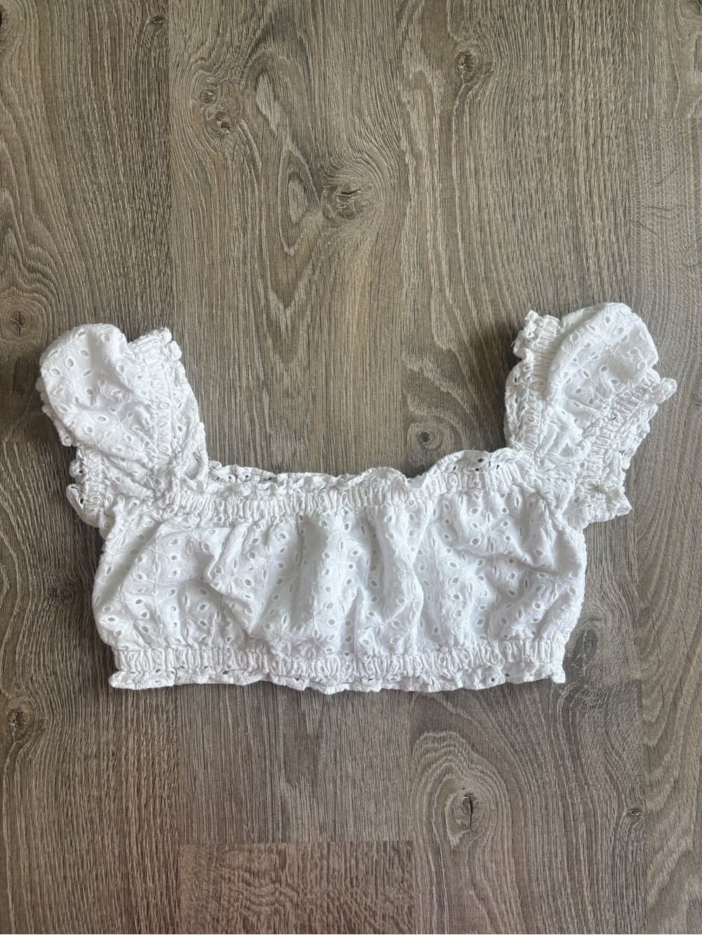 Sunday Best Milkmaid Cropped Eyelet Top